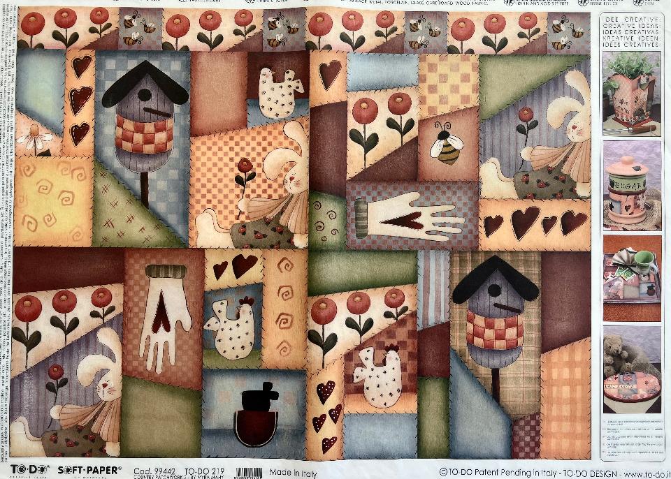 Carta velo - Country Patchwork 2 (SC1) TODO Paper Soft 50 x 70 cm