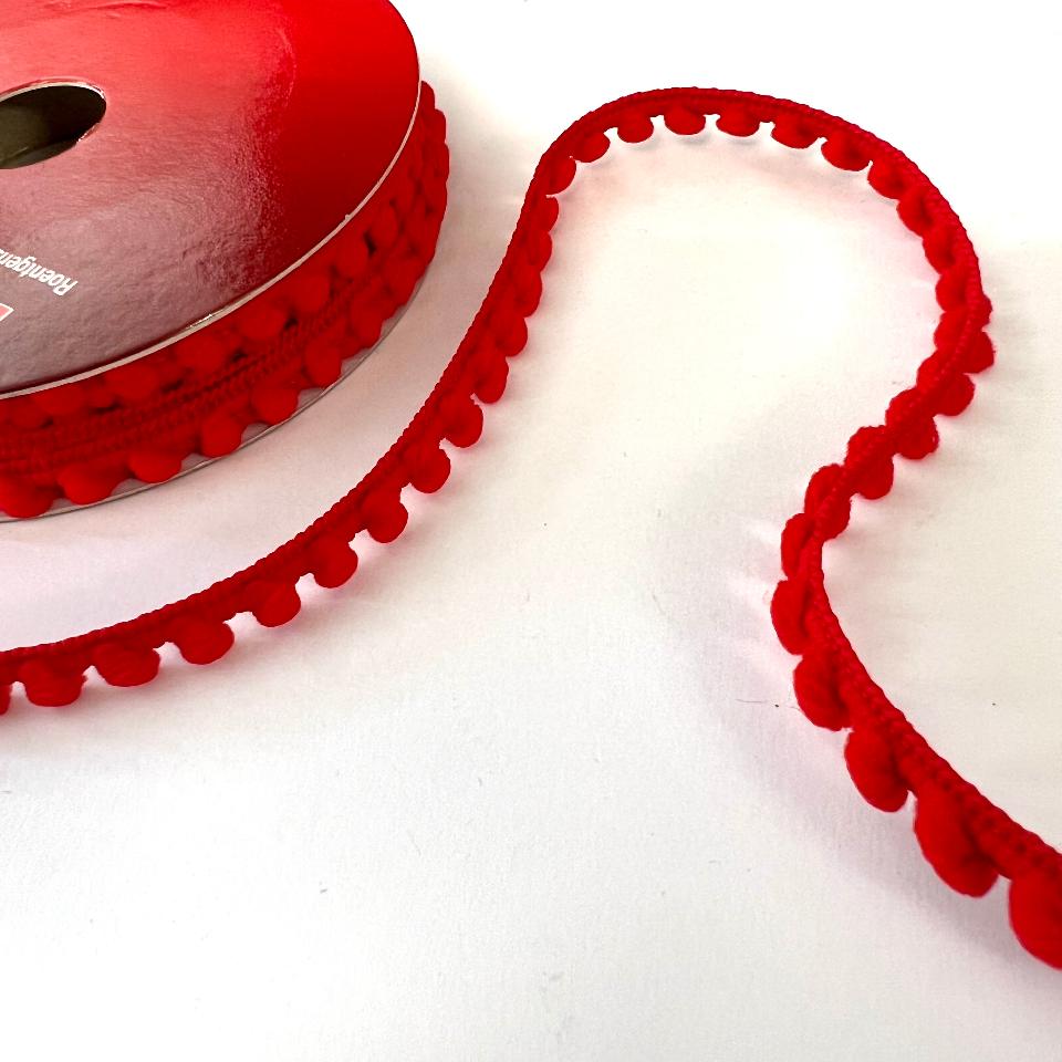 Nastro Natalizio Pompon Rosso - 10 mm hobby fun 10 mm x 1 mt