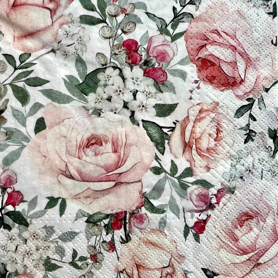 Tovaglioli per decoupage - Rose Rosa arti e grafica busta da 2 pezzi 33 x 33