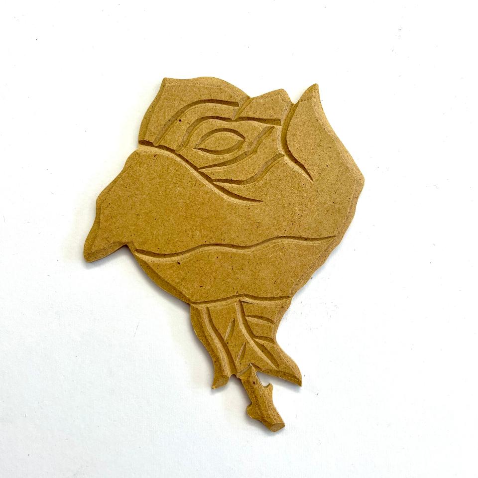 Sagoma MDF Intagliata - Rosa Jolie h13 x 10 cm