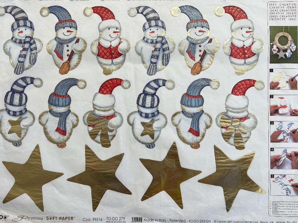 Carta Velo - Merry SnowMan TODO Paper Soft 50 x 70 cm