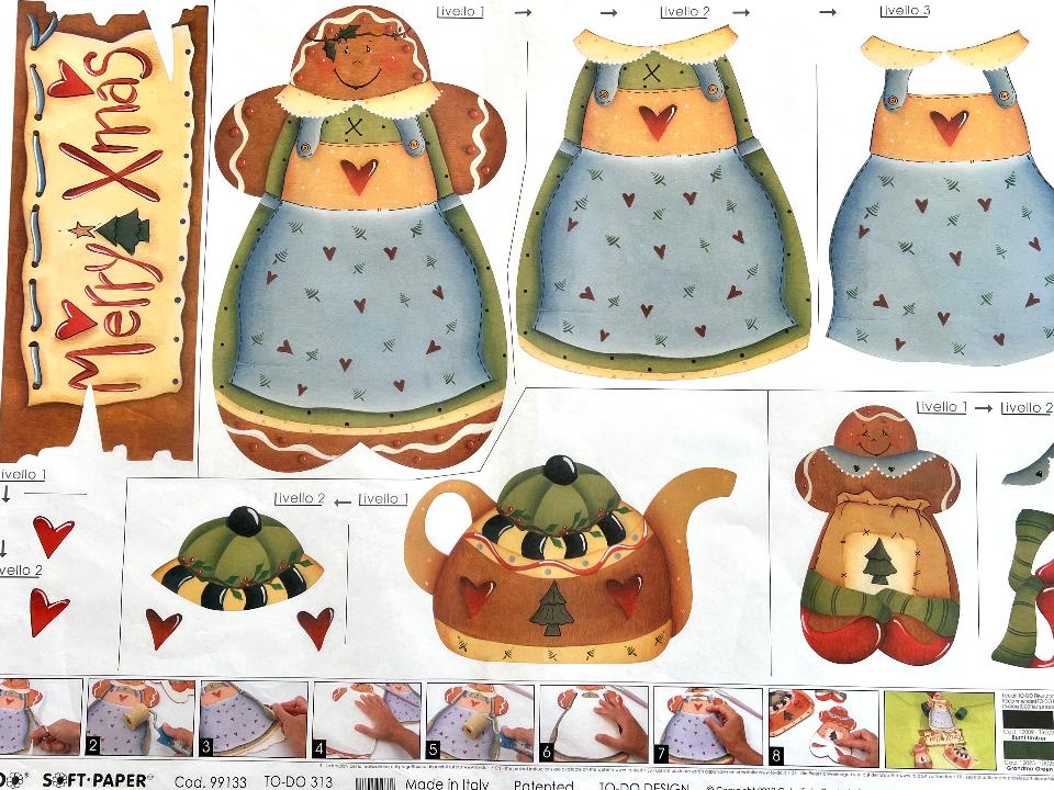 Gingerbread e teiera - Carta Velo 3D TODO Paper Soft 50 x 70 cm