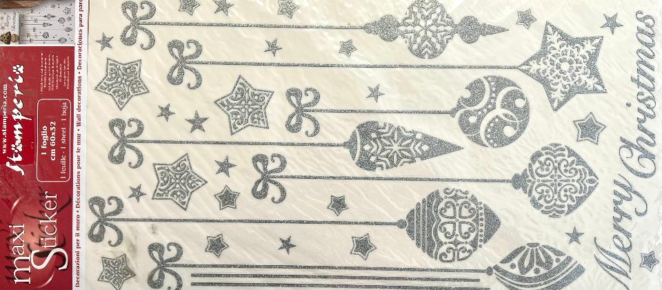 Maxi Sticker - Decorazioni Natalizie Argentate Stamperia 60 x 32 cm
