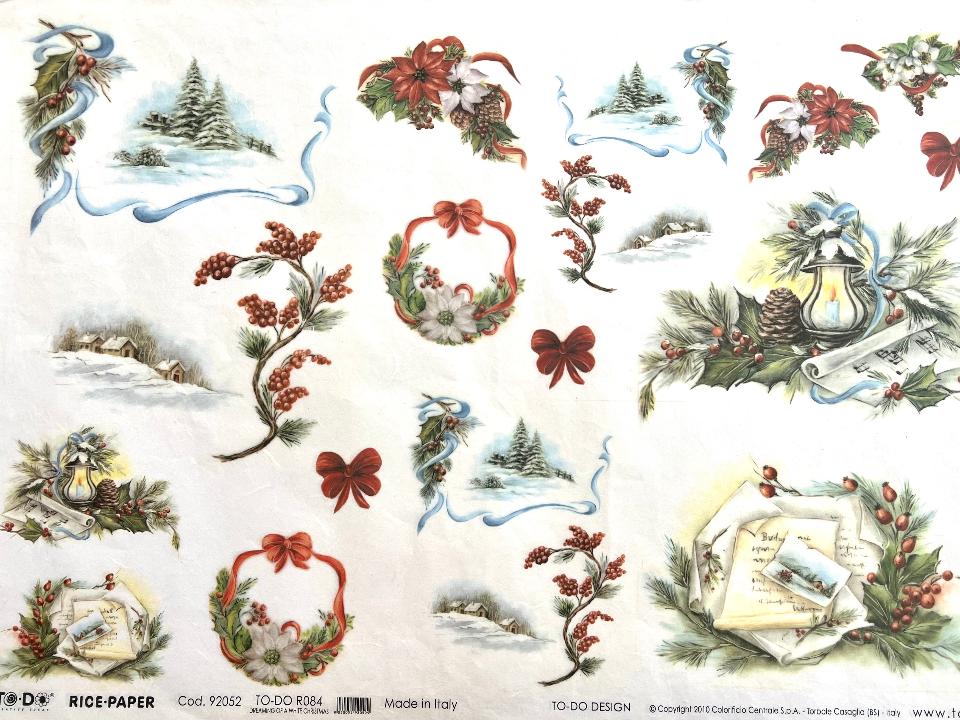 Carta di riso per decoupage  White Christmas TODO 50 x 70 cm