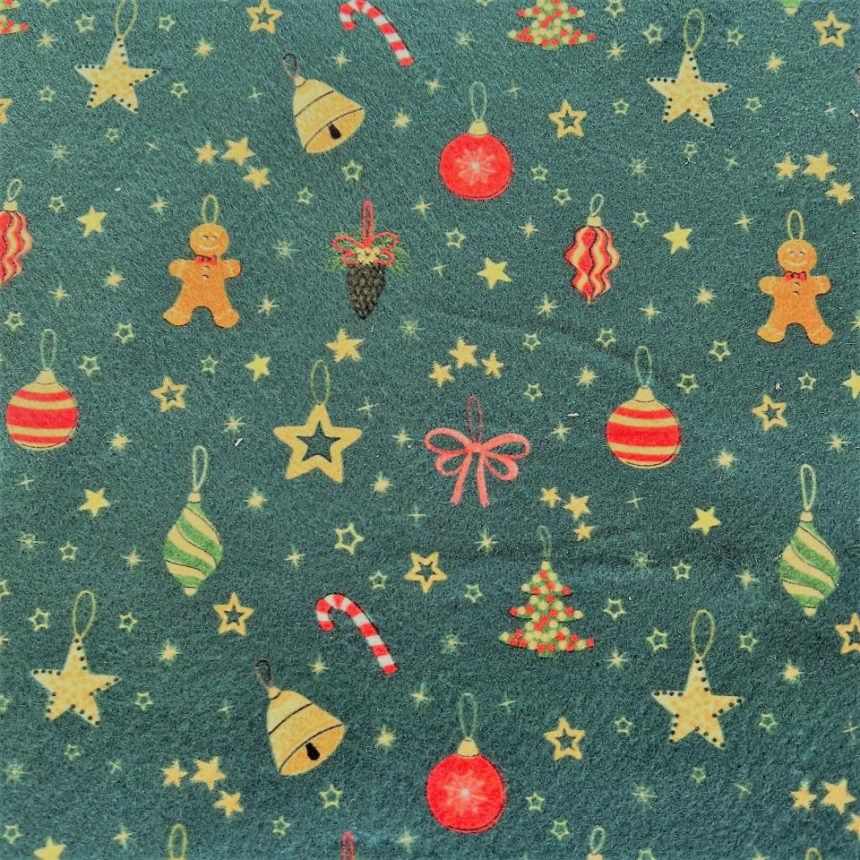 Pannolenci Verde Scuro con decori natalizi 1mm Arti e Grafica 90 x 50cm