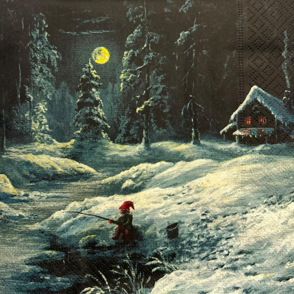 tovaglioli per decoupage casetta sulla neve notturna arti e grafica busta da 2 pezzi 33x33 cm