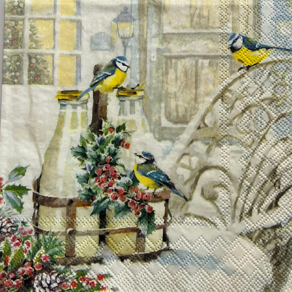 tovaglioli per decoupage natalizio  uccellini arti e grafica busta da 2 pezzi 33x33