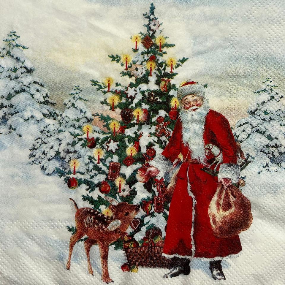 tovaglioli per decoupage babbo natale con renna arti e grafica busta da 2 pezzi 33x33