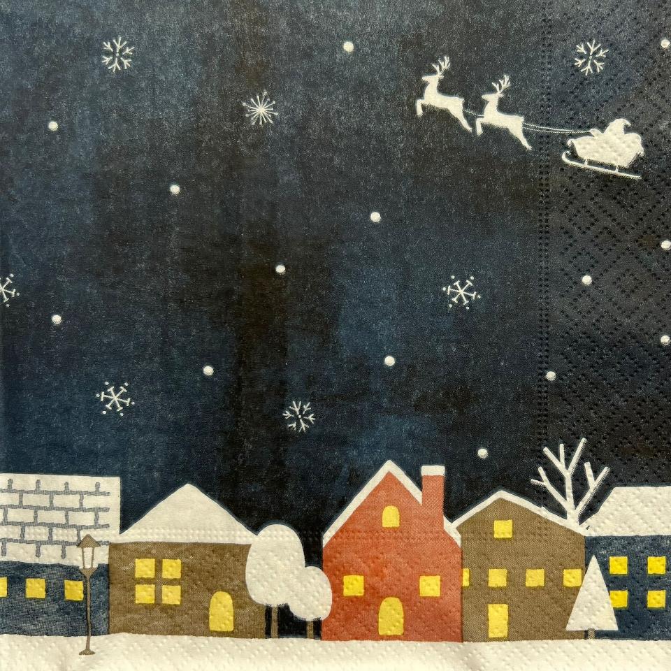 tovaglioli per decoupage natalizio pesaggio notturno con slitta arti e grafica busta da 2 pezzi 33x33