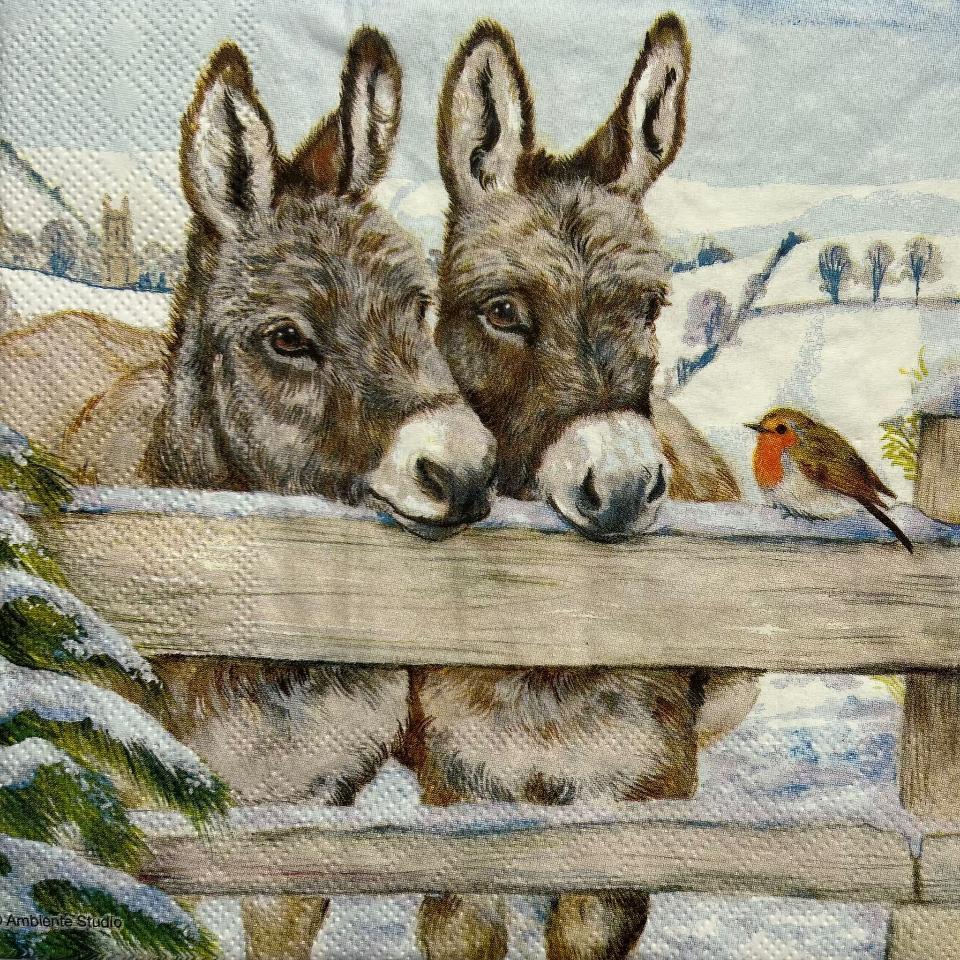 tovaglioli per  decoupage asinelli arti e grafica busta da 2 pezzi 33x33