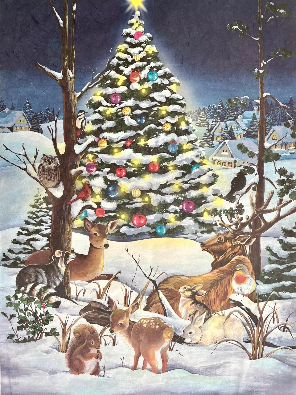 Carta di riso per decoupage  Notte di Natale Renkalik 50 x 70 cm