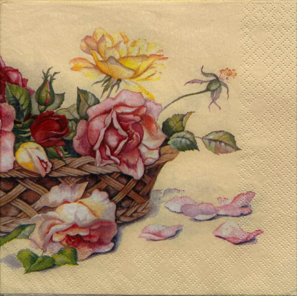 Tovaglioli per decoupage - cesto di Rose arti e grafica busta da 2 pezzi 33x33 cm