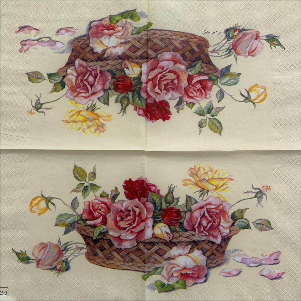 Tovaglioli per decoupage - cesto di Rose arti e grafica busta da 2 pezzi 33x33 cm