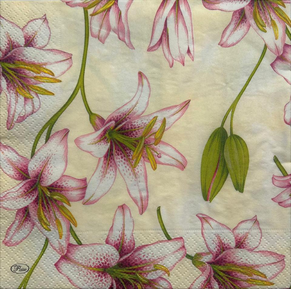 Tovaglioli per decoupage  gigli arti e grafica busta da 2 pezzi 33x33 cm
