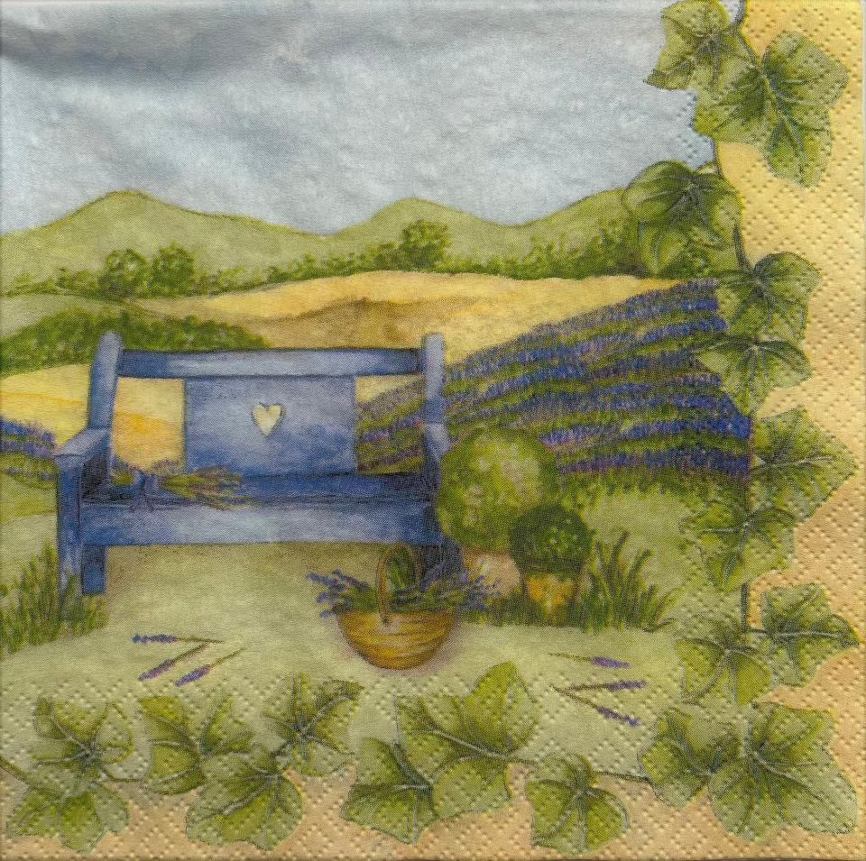 Tovaglioli per decoupage  paesaggio con lavanda Arti e Grafica busta da 2 pezzi 33x33 cm