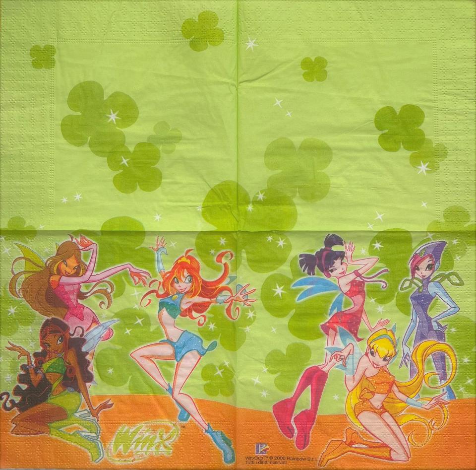 tovaglioli per decoupage winx arti e grafica busta da 2 pezzi 33x33 cm