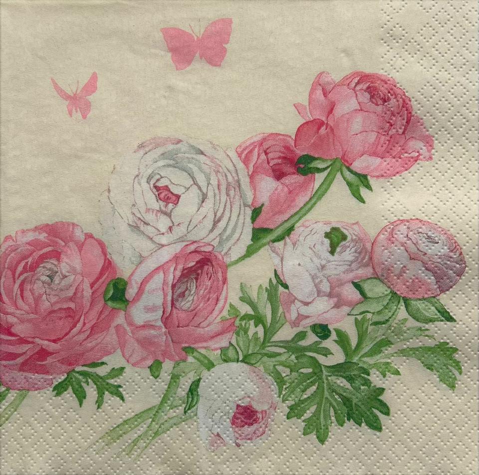 Tovaglioli per decoupage peonie arti e grafica busta da 2 pezzi 33x33 cm