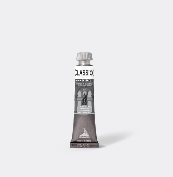 Colore ad olio Maimeri tubo 20, 60, 200, 500 ml Bianco di Titanzinco 019