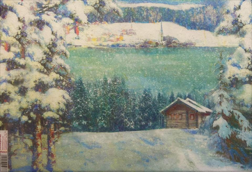 Carta riso paesaggio innevato stamperia 33x48