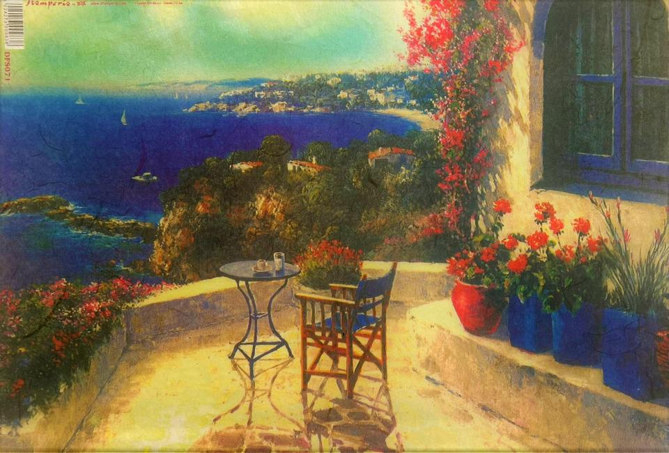 Carta riso balcone con vista mare stamperia 33x48