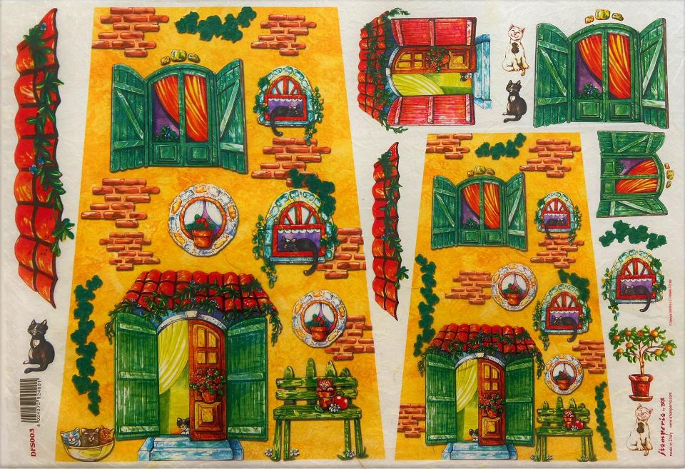 Carta riso soggetti tegole stamperia 33x48