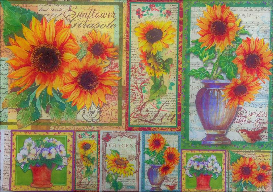 Carta riso girasoli stamperia 1 foglio 33x48 (cm)