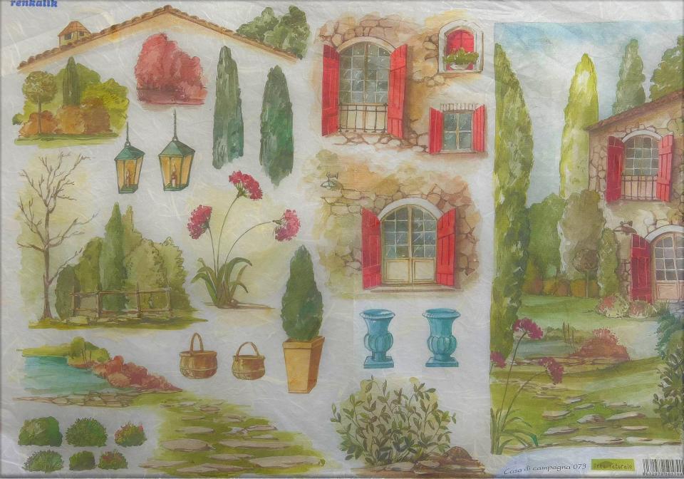 Carta riso casa di campagna stamperia 1 foglio 33x48 (cm)