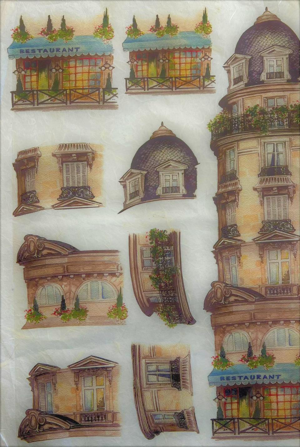 Carta riso soggetti tegole stamperia 1 foglio 33x48 (cm)