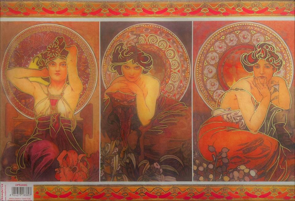 Carta riso Alfons Mucha stamperia 1 foglio 33x48 (cm)