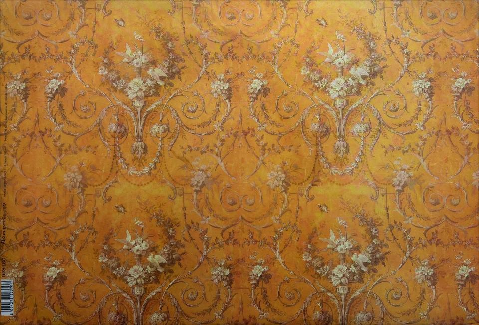 Carta riso decoro classico fondo giallo ocra stamperia 33x48