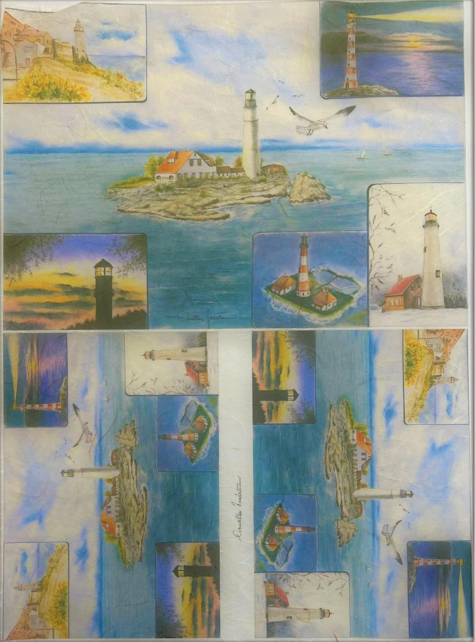 Carta riso con fari mare e casette decimania 33x48