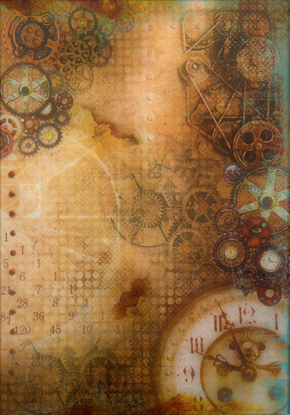 Carta riso orologio e ingranaggi, la mente di Leonardo ciaobella papercrafting 21x29,7