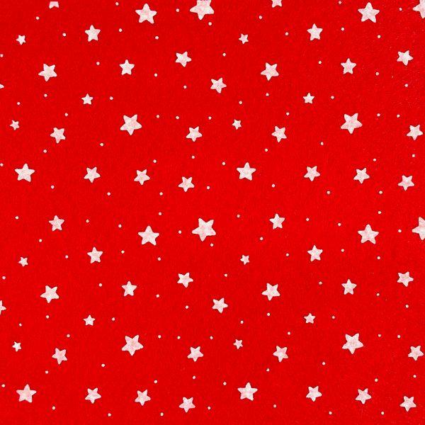 Feltro stampato rosso con stelline bianche stafil 30x40cm