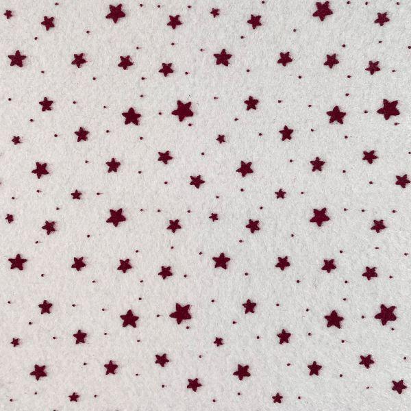 Feltro stampato bianco con stelline rosse stafil 30x40cm