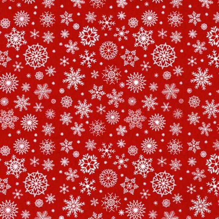 Feltro stampato rosso con fiocchi di neve bianche stafil 30x40cm