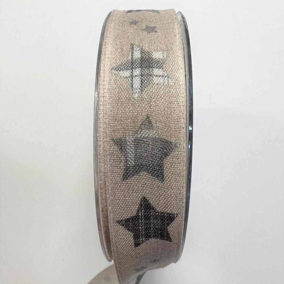 nastro tortora con stelle Goldina 25 mm x 1 metro