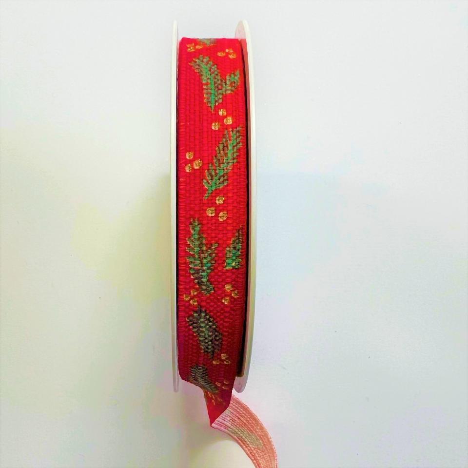 nastro rosso con agrifoglio goldina 15 mm x 1 metro