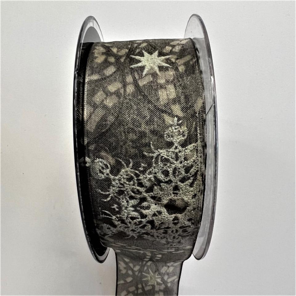 nastro grigio-marrone con stelle GoldiDecor 40 mm x 1 metro