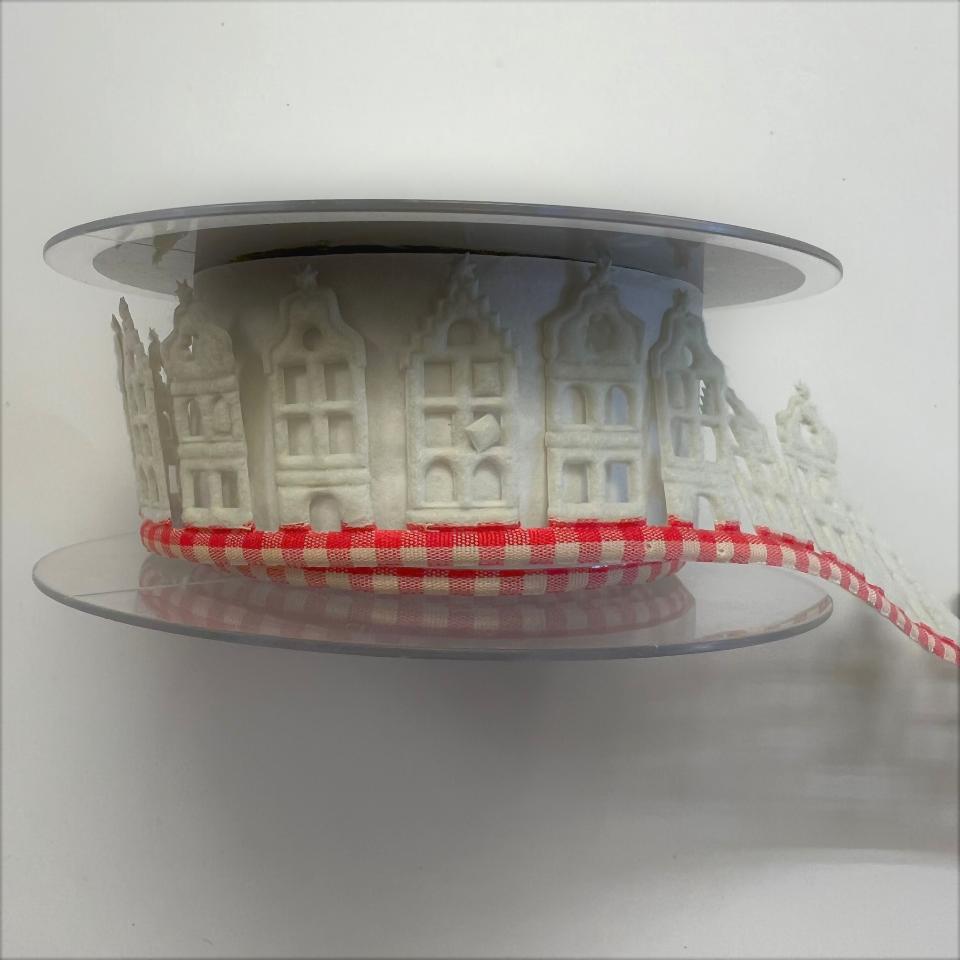 nastro colore bianco con casette s GoldiDecor 40 mm x 1 metro