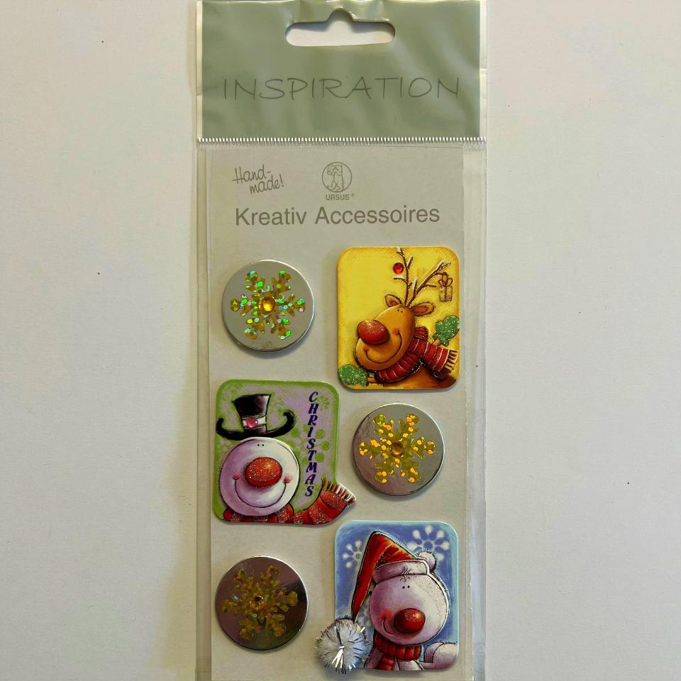 Sticker  3D decori natalizi renne pupazzi neve ursus busta 6 pezzi