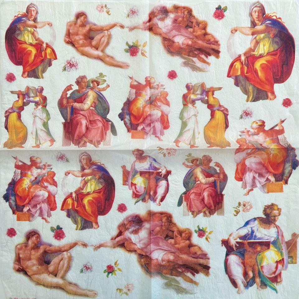 Tovagliolo in carta riso -  immagini di affreschi stamperia 50 x 50 cm