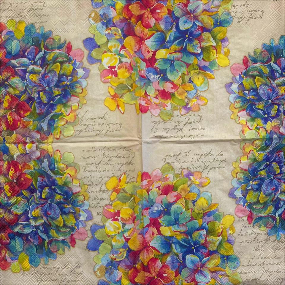 tovaglioli per decoupage ortensie arti e grafica busta da 2 pezzi 33x33 cm