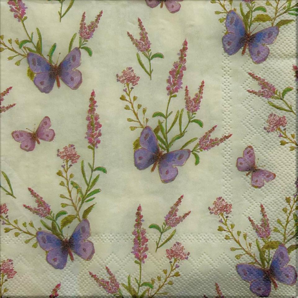 tovaglioli per decoupage lavanda e farfalle arti e grafica busta da 2 pezzi 33x33 cm