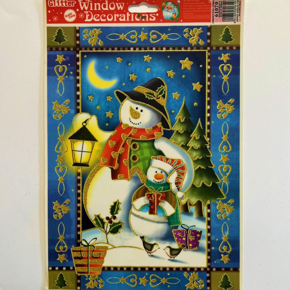 decorazione per finestra pupazzi di neve e cielo stellato comarco busta da 1 pezzo 20 x 30 cm