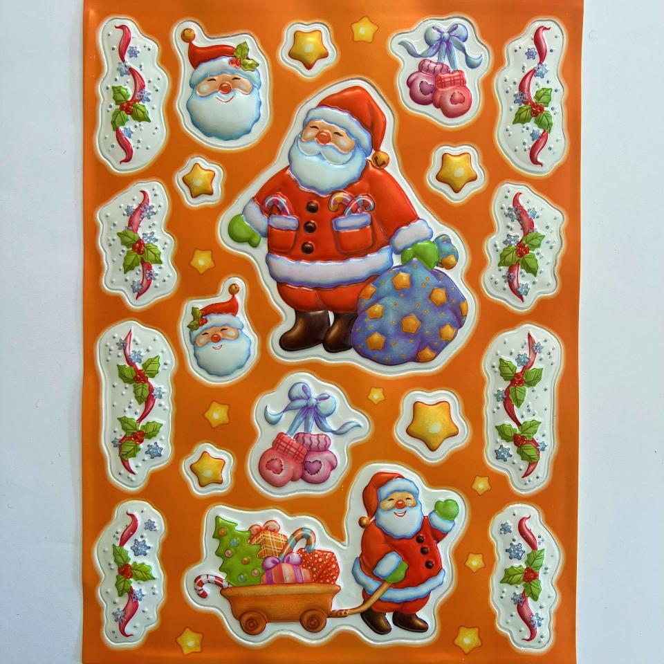 decorazione per finestra babbi natali  e addobbato 3D comarco busta da 1 pezzo 20 x 30 cm