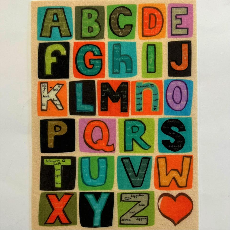 Sagomine in feltro Lettere Stamperia busta con 1 foglio 14,8 x 21 cm