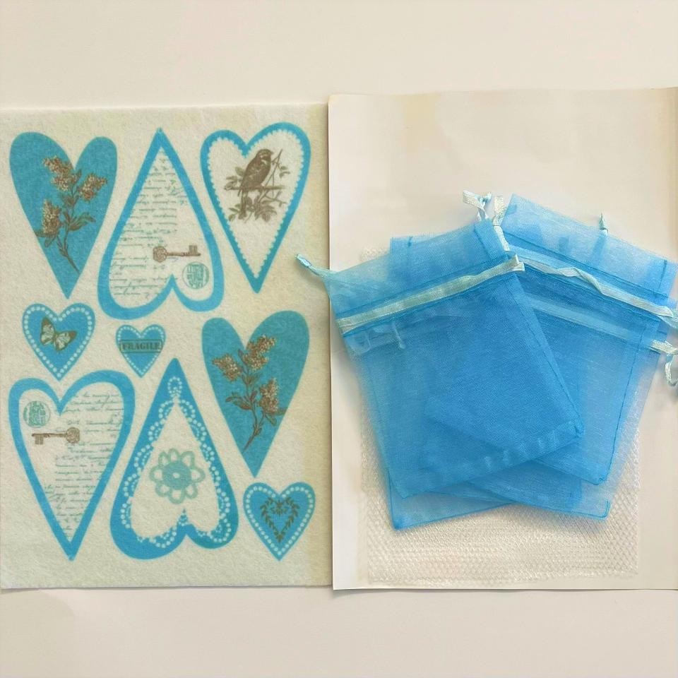 Kit sacchetti con cuore stamperia busta con 1 foglio 14,8 x 21 cm