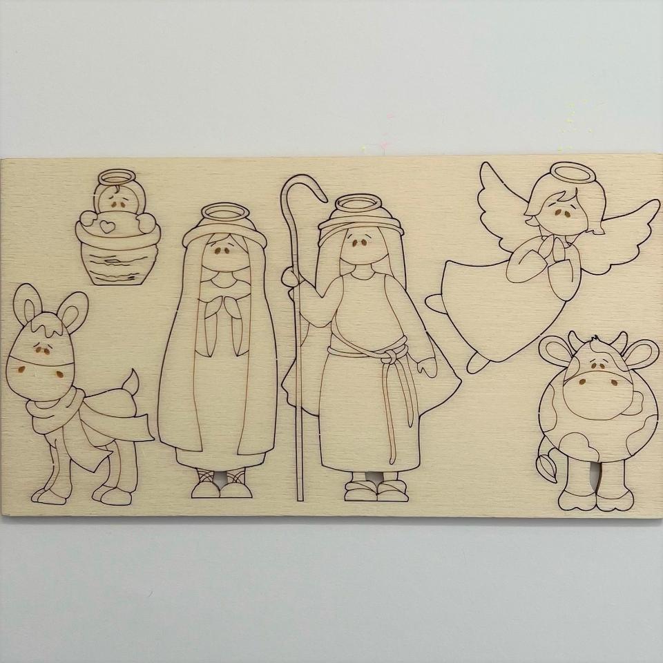 sagoma legno  nativity renkalik 12 x 21 cm spessore 3mm