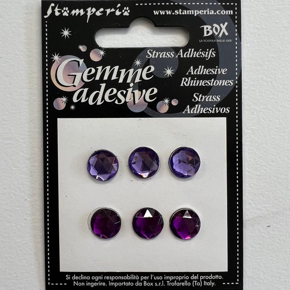 strass adesivi viola e porpora stamperia busta da 6 pezzidiametro 10mm