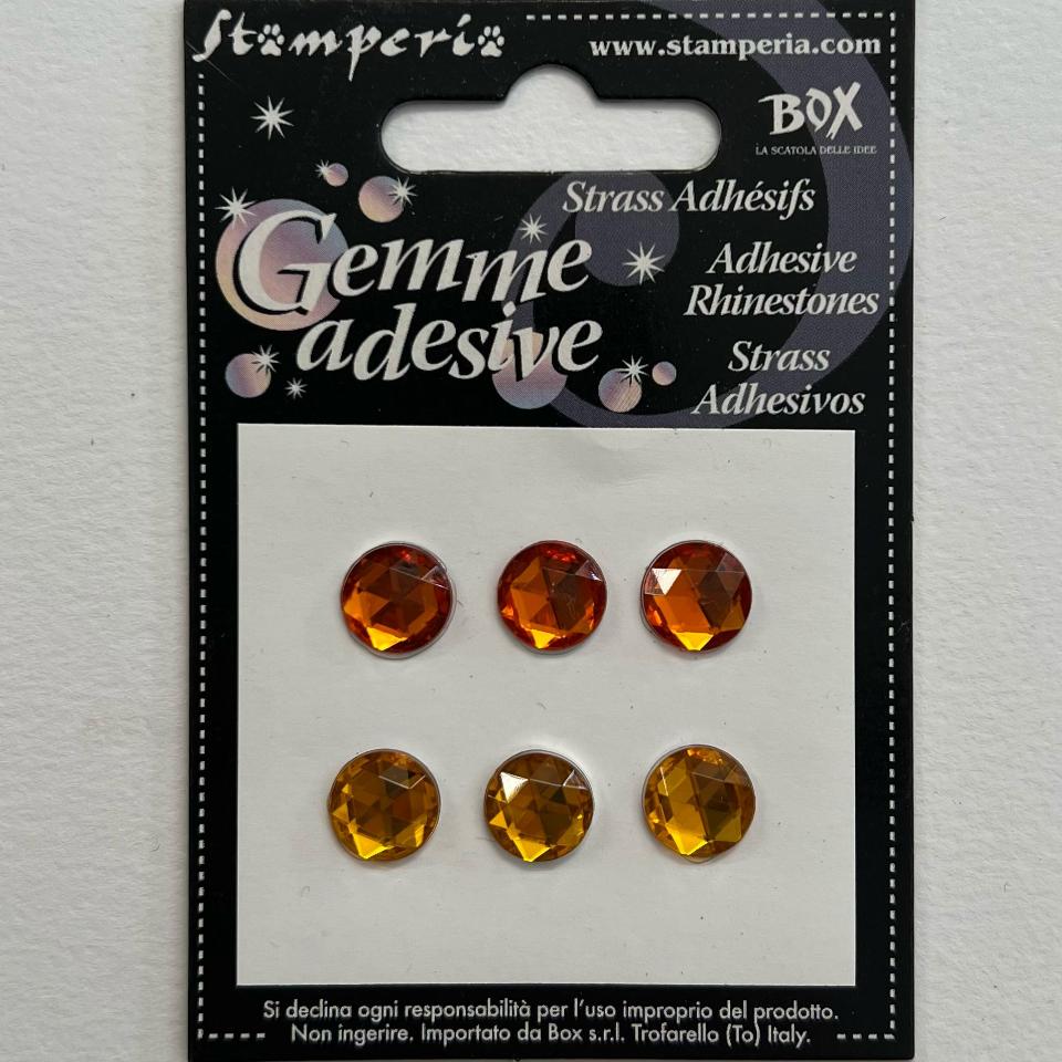 strass adesivi ambra e arancio stamperia busta da 6 pezzi diametro 10mm